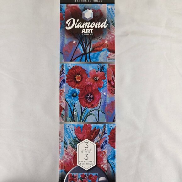 Diamond Dotz "Poppies" Triptych 3 Canvas Series Each Canvas is 11" x 14" New - Picture 4 of 12